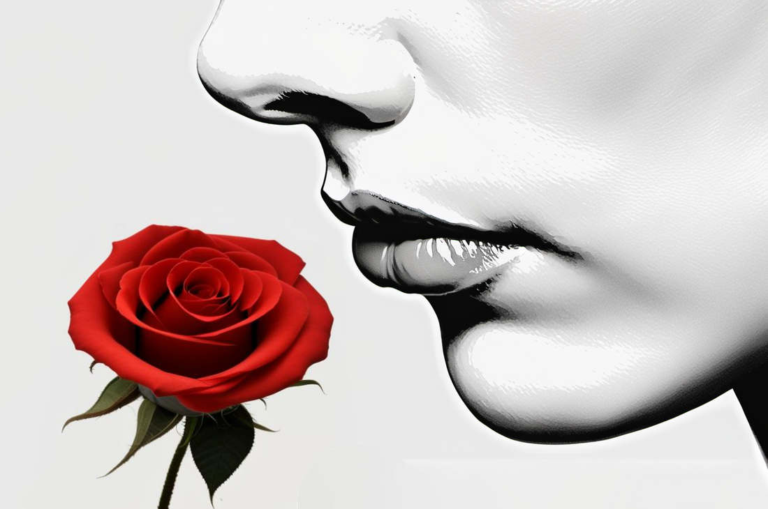 a woman smelling a rose